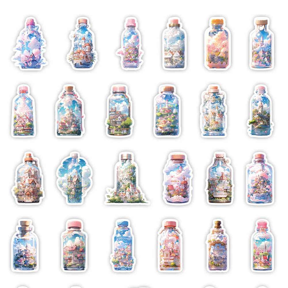 10/30/50PCS Funny INS Style Bottle World View Cartoon Stickers Laptop Phone Case Album Car Decoration Aesthetic Kawaii Sticker