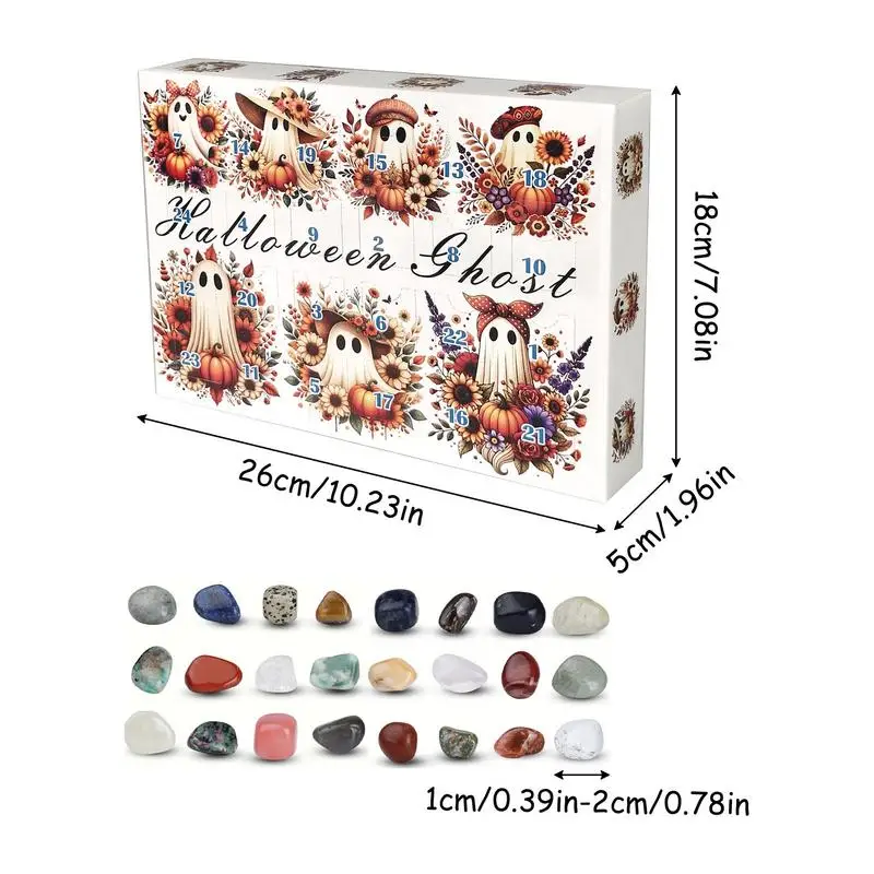 Advent Calendar Crystal Natural Stone Adult Kids Advent Calendar For Halloween Countdown Rocks Collection Toys Kit Countdown