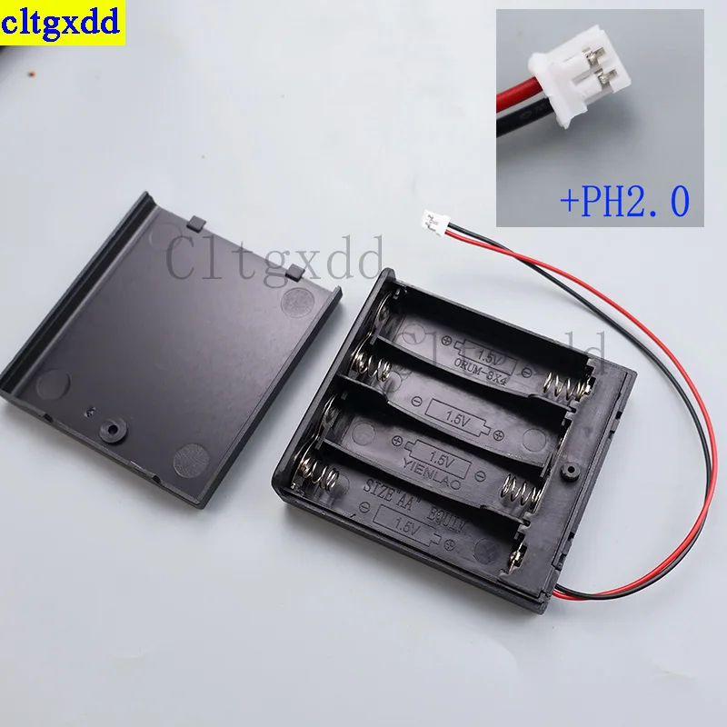 Cltgxdd 1 set AA 4-slot battery holder cartridge PH2.0 XH2.54 SM  DC USB lead with on/off switch cover 2 3 4 6 8 slots
