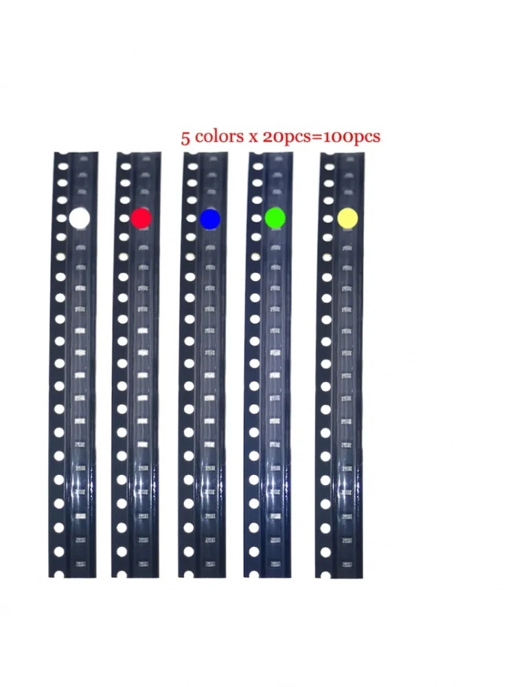 Zestaw diod LED SMD 0402 0603 0805 1206 1210 5730 5050 Czerwony Zielony Niebieski Biały Żółty Zestaw diod LED (100 sztuk w opakowaniu) — zdjęcie 2
