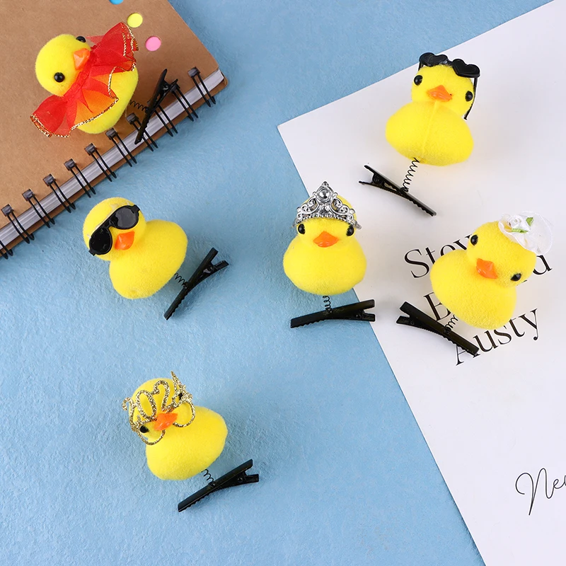 Cartoon Funny Children 3D Little Yellow Spectacled Duck Plush Hairpin Fashion Animal Duckbill Clip Accessories Headwear