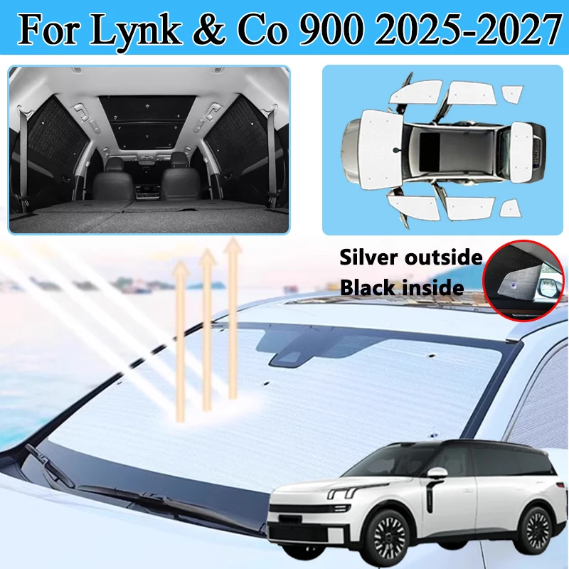 

For Lynk & Co 900 2025 2026 2027 Car Full Coverages Window Sunshade Retractable Shade Curtain Cover UV Protection Accessories