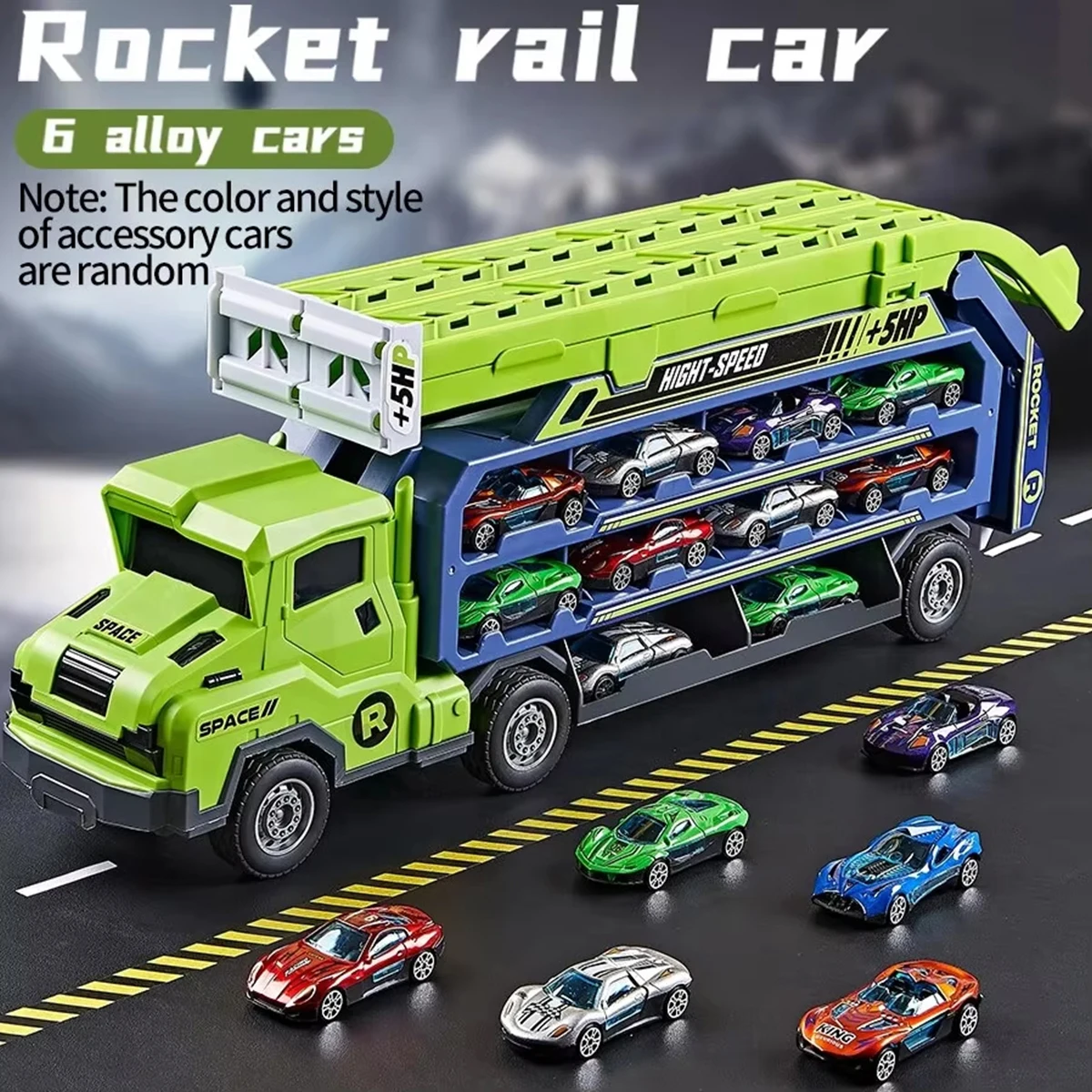 New Racetrack Car-Rocket Lift Transformed Racing Car Combination-Christmas, Thanksgiving, Halloween, New Year Birthday