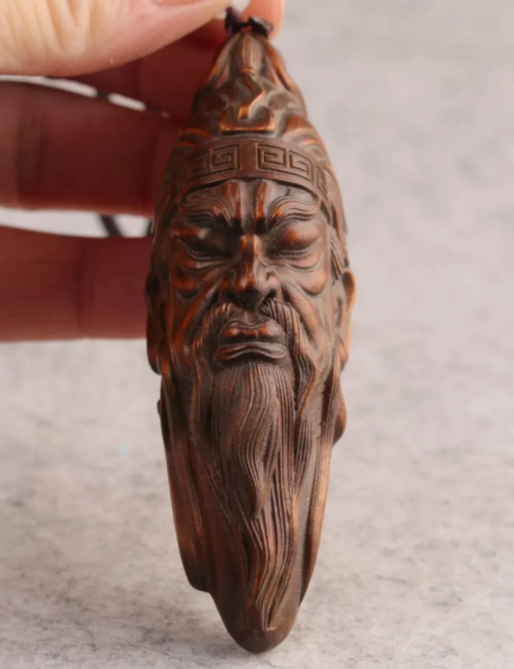Rare Fortune Netsuke Boxwood Handwork hero guangong Statue tea pet hand piece