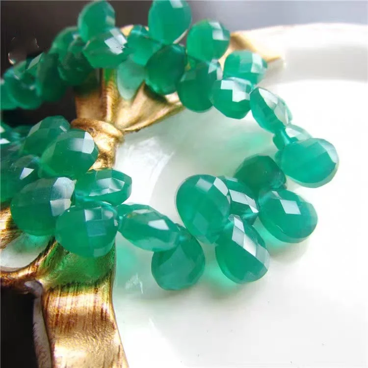 5pieces AAA loose beads drop faceted GREEN AGATE 6-8MM  for DIY jewelry making FPPJ wholesale beads nature