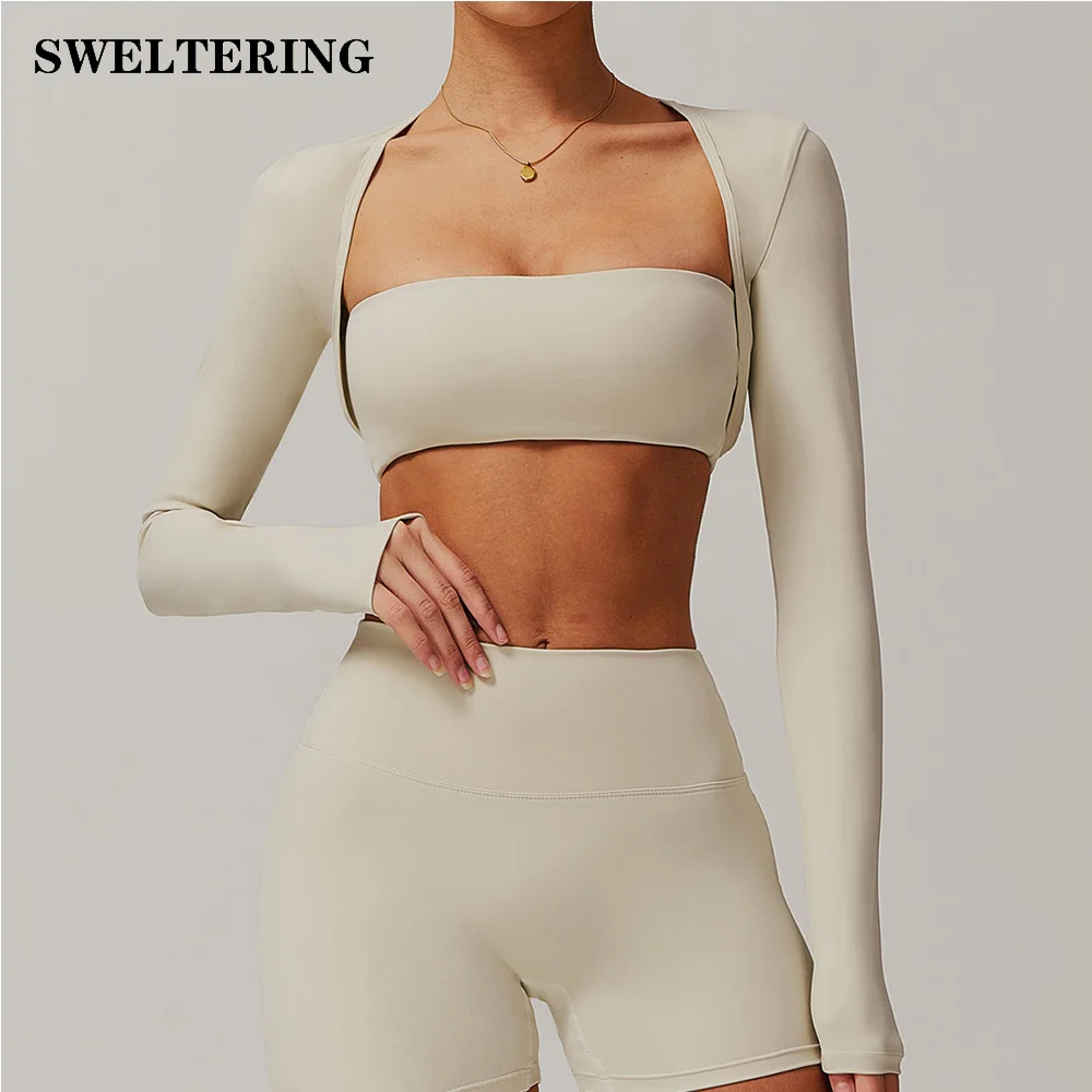 New Brushed Shawl Long Sleeved Yoga Tops for Women Outdoor Running Sports Camisole T-shirt Fitness Quick Drying Workout Top