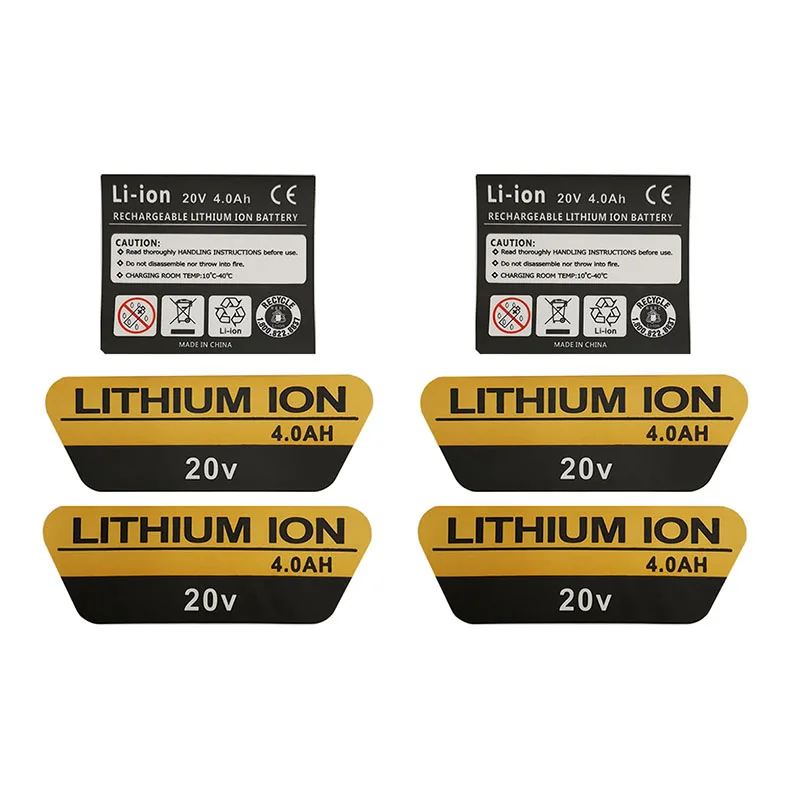2 Sätze dawupine DCB200 Tag Li-Ion Akku 20 V 4,0 Ah Aufkleberetikett für DeWalt 18 V 4000 mAh Akku Logo Bohrer Hammerschlüssel DCB180