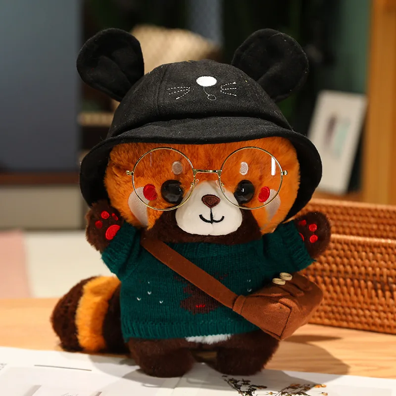 30cm Lovely Raccoon Turn Red Panda Cosplay Dress Up peluche farcito simpatici animali cane cuscino morbido per regali di compleanno