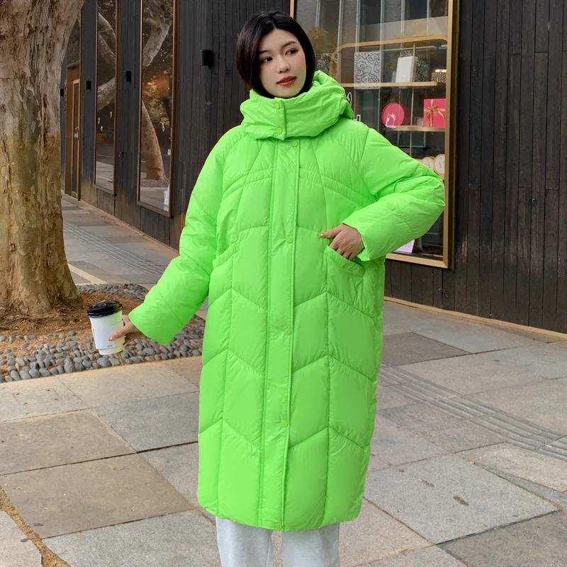 Oversize Winter Long Parka Women Thick Warm Hooded Down Cotton Jacket Coats Quilted Long Sleeve Zipper Casual Loose New