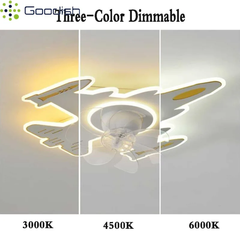 Modern Simplicity Nordic Aircraft LED Ceiling Fans with Remote Control Creative Lamps for Living Room Home Decoration Chandelier