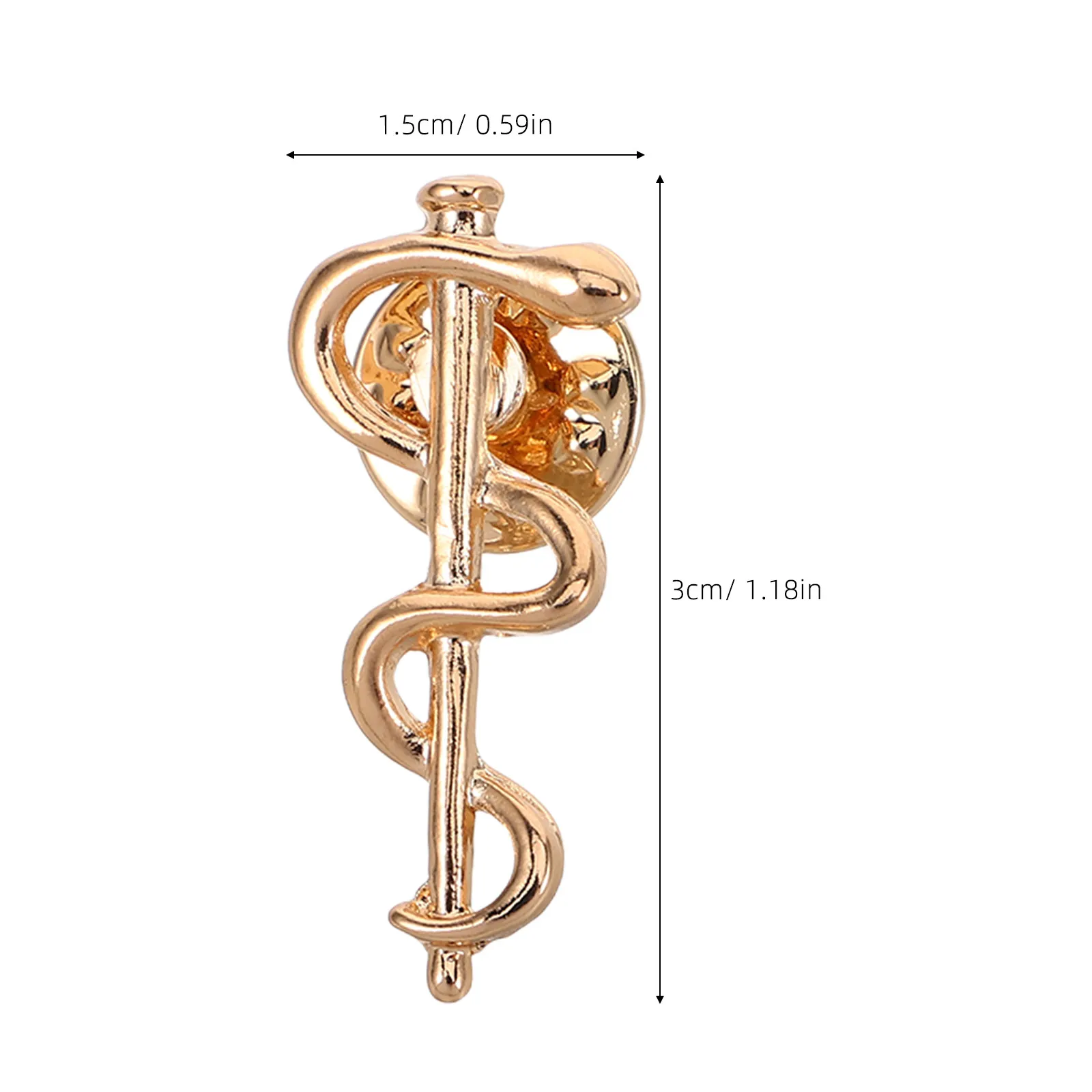 10pcs Snake Brooch Pins Caduceus Nursing Badge Alloy Lapel Clip for Doctors Nurses Medical Staff