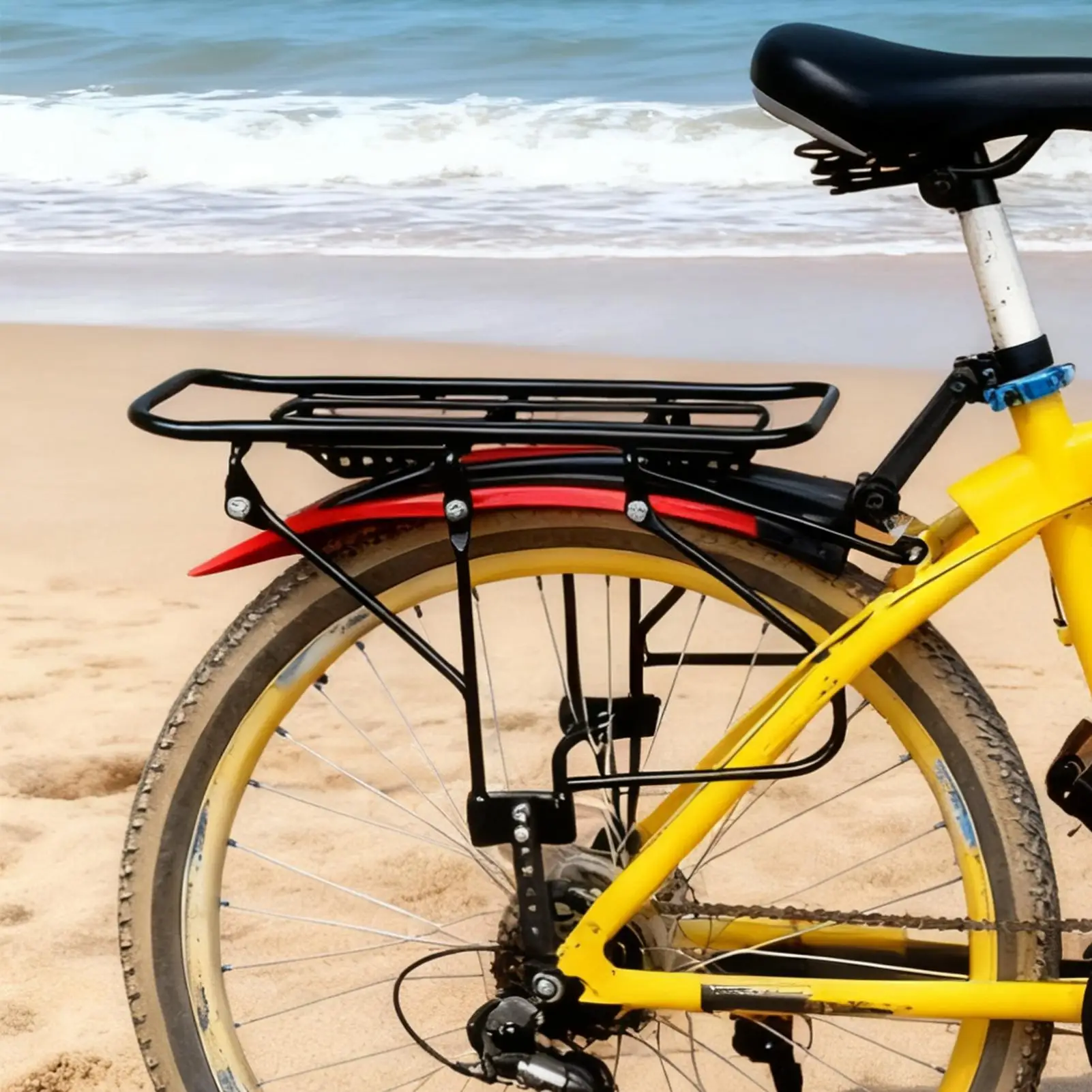 رف خلفي للدراجة بسعة 200 كجم، حامل أمتعة للدراجة من الفولاذ قابل للتعديل، لتوصيل العمل على الطرق #2