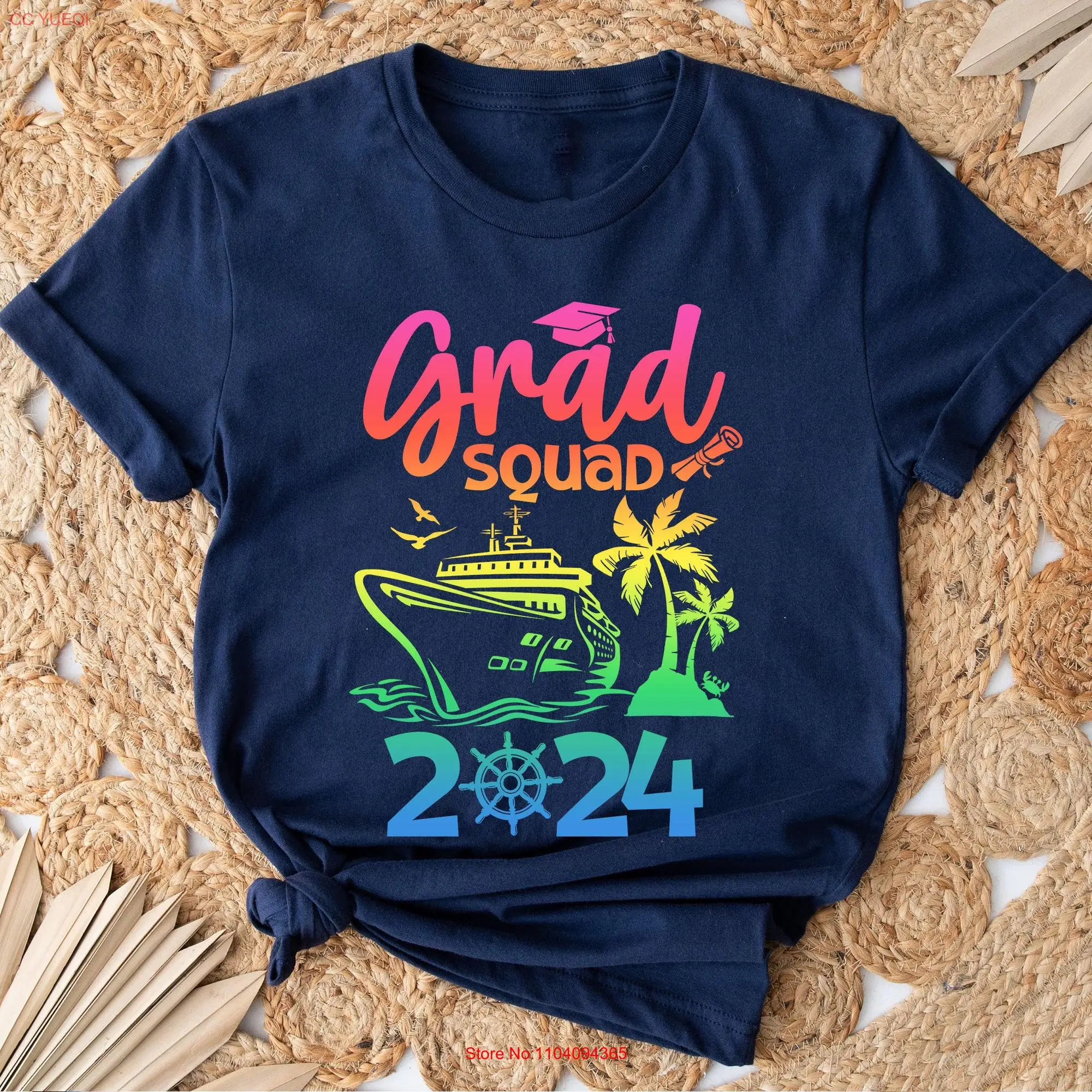 Grad Squad 2024 T Shirt Graduation Cruise For Women Summer Ship Trip Vacation long or short sleeves