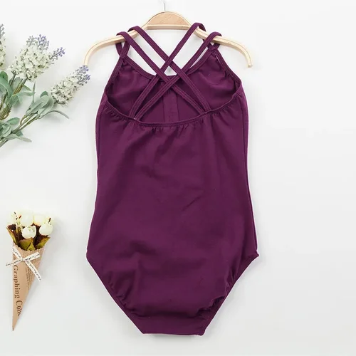 Imagen 2 del producto Camisola de algodón en 5 colores, Leotardos de Ballet para niñas, Ropa de baile, vestido de tirantes, leotardo de gimnasia de 100-155cm, ropa para niñas
