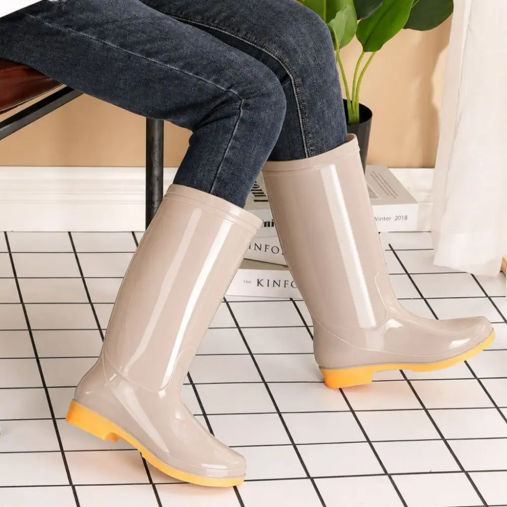 Rutschfeste Damen-Regenstiefel, wasserdicht, hohe Schafthöhe, leichte, strapazierfähige Wasserschuhe für den Außenbereich, die Küche und die Arbeit. – Detail 2