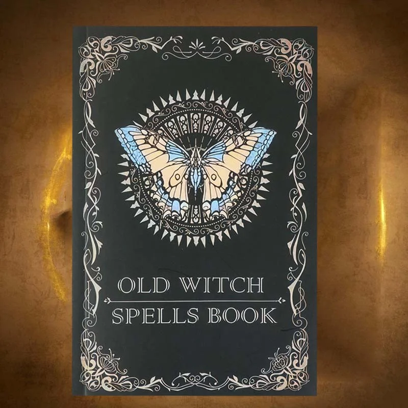 Old Witch Spells Book English Occult Practitioners Hardcover Notebook Gothic Butterfly Cover For Magic Notes Recording Free