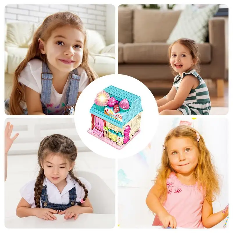 Mini maison de poupée princesse avec lumière LED, ensemble de jeu de construction, maison de courses de château, meubles en beurre, jouets de simulation, cadeau de Noël