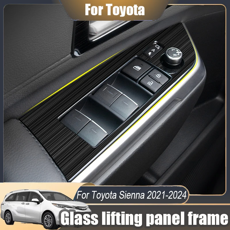 

For Toyota Sienna 2021 2022 2023 2024 Glass lifting panel Window lift button panel decoration frame sticker Modification