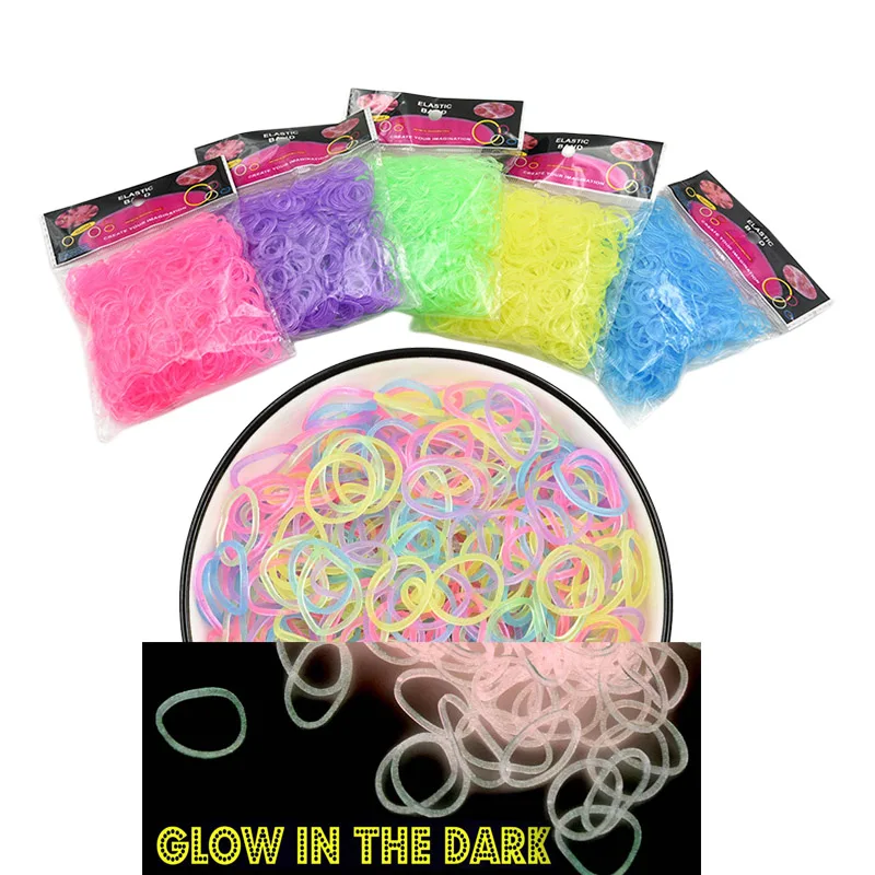 NEW 600pcs Fluorescence Glow Bracelets Making Supplies DIY Rubber Loom Bands Wrist Necklaces for Girls Party Supplies Boy Toys