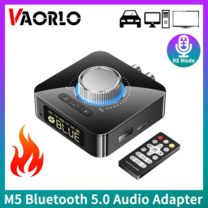 M5 LED Display Bluetooth Audio Transmitter Receiver 3.5mm AUX R/L RCA TF/U-Disk Jack Stereo Wireless Adapter IR Control With Mic