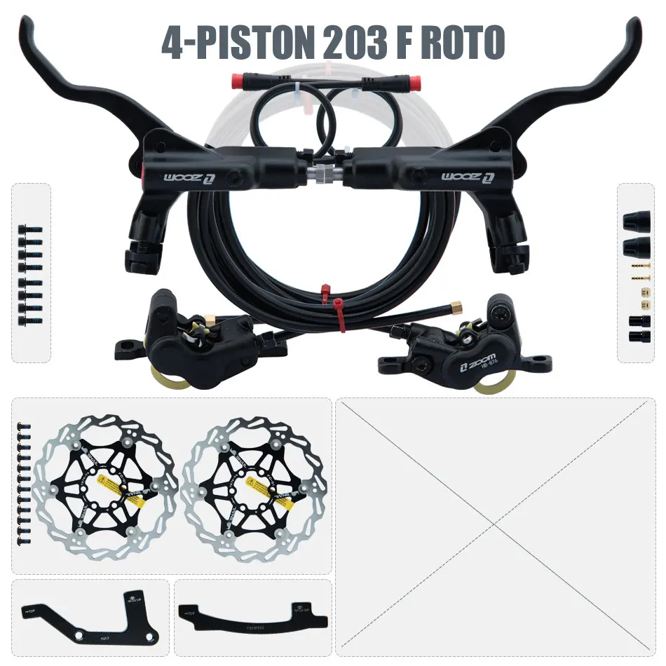 ZOOM HB-876E 4-zuiger schijf hydraulische rem elektrische scooter opvouwbaar 203 mountainbike uitschakelen zwart rood 160 e-bike fiets 180