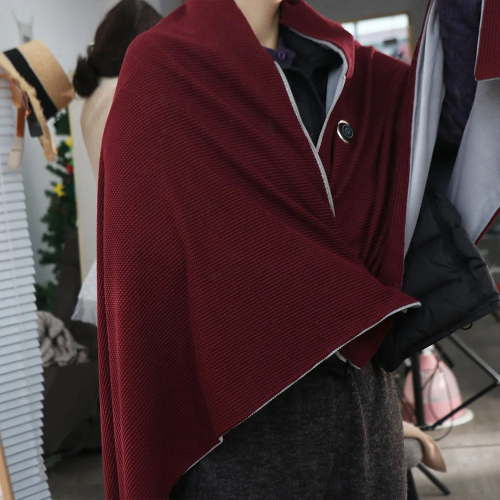 Wearable Electric Heated Blanket Zipper Closure Adjustment USB Heated Shawl 3 Heating Levels Foldable Warm Heating Scarf Office