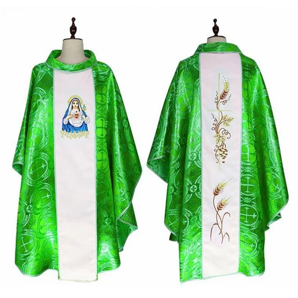 Chasuble-Costume de pasteurs de la Messe de l'Évêque Sainte Marie, Robe de Clergé Liturgique Chrétienne, Uniforme de Prêtre Catholique des Églises