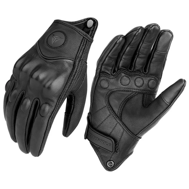 Motocycele Gloves Men Women Genuine Leather Moto ATV Cycling Summer Goatskin Riding Touch Operation Fist Joint Protect Gloves