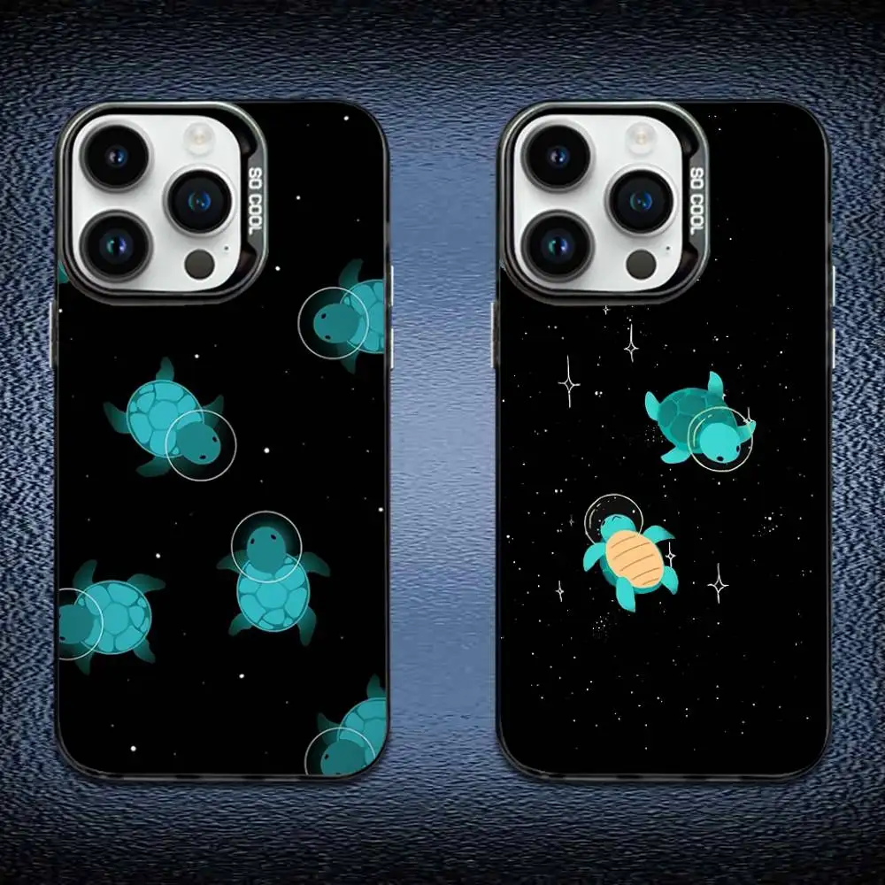 

Marine Life Sea Turtle Art Phone Case For iPhone 16,15,14,13,12,11,Mini,Pro,E,MAX Black Candy Matte Shockproof Cover