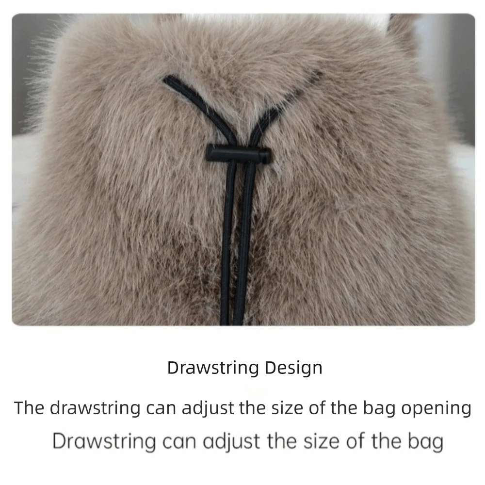 Zaino Y2k in pelliccia sintetica Borsa soffice leopardata con coulisse piccola Zaino in morbido pile invernale caldo