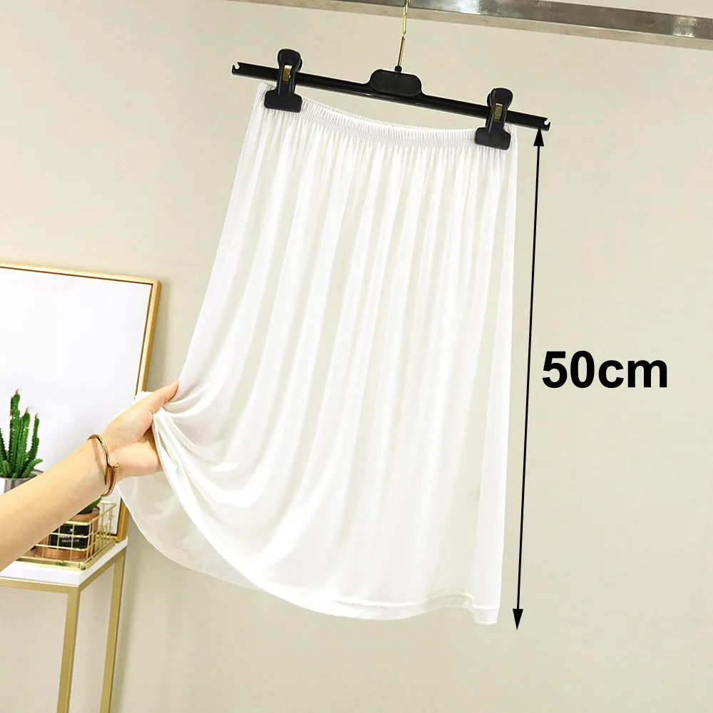 

Модная женская нижняя юбка с высокой талией, эластичная, непрозрачная, средней длины, однотонная, с защитой от просвечивания