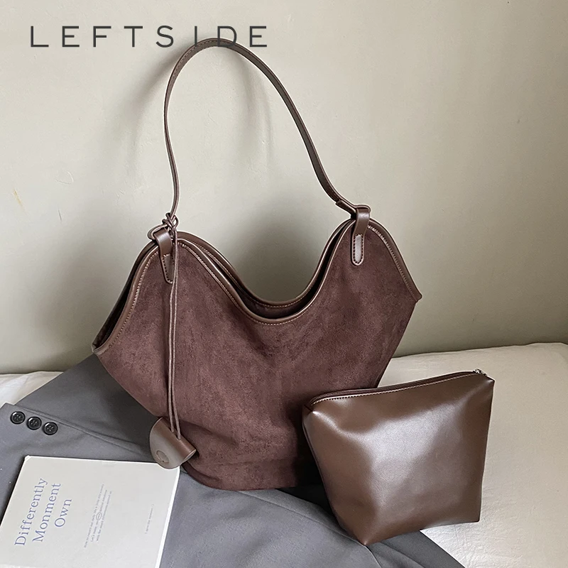 

LEFTSIDE Design Suede Shoulder Bags for Women 2025 New Winter Hobo Bag Females Retro New ​Luxury Large Capacity Handbags