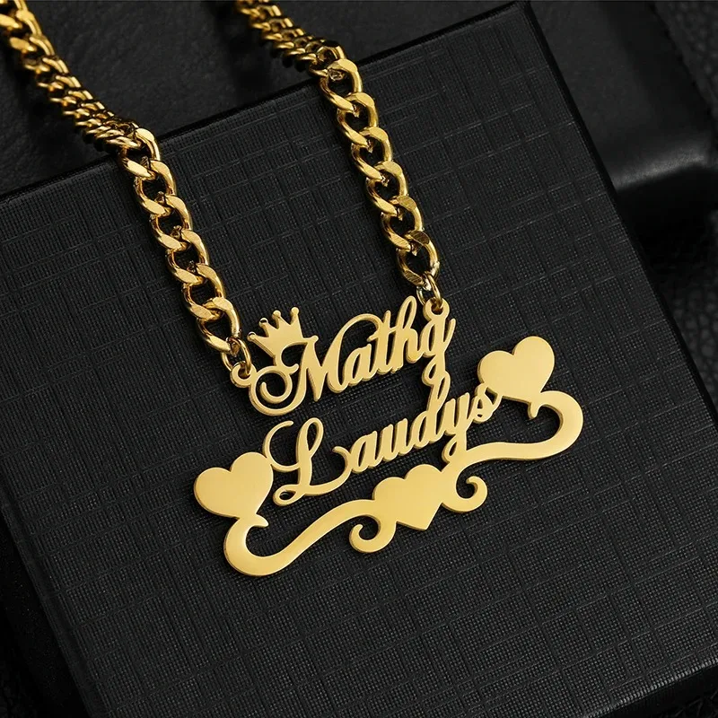 

Custom 5mm Cuban Name Necklace Stainless Steel Personalized Gold Silver Color Pendant Thick Chain For Men Women Jewellery Gift