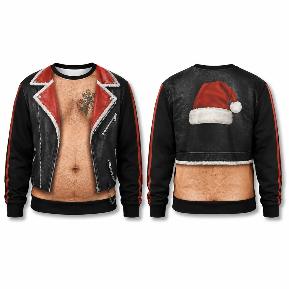 3D-Druck Bierbauch-Muster Lustiger Hässlicher Pullover für Männer Frohe Weihnachten Party Ein Humorvolles Geschenk für Ehemann Pullover Sweatshirt – Detail 5