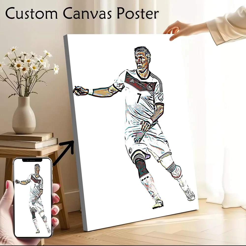 Pôster personalizável de Bastian Schweinsteiger, pintura em tela impressa para quadros, arte de parede, decoração de casa, decoração estética