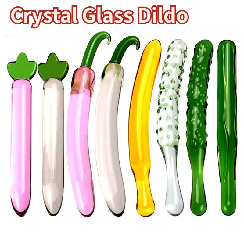 Artificial Fruit Transparent Penis Crystal Glass Dildo G-spot Massage Wand Vaginal Stimulation Anal Butt Plug Sex Toys for Women