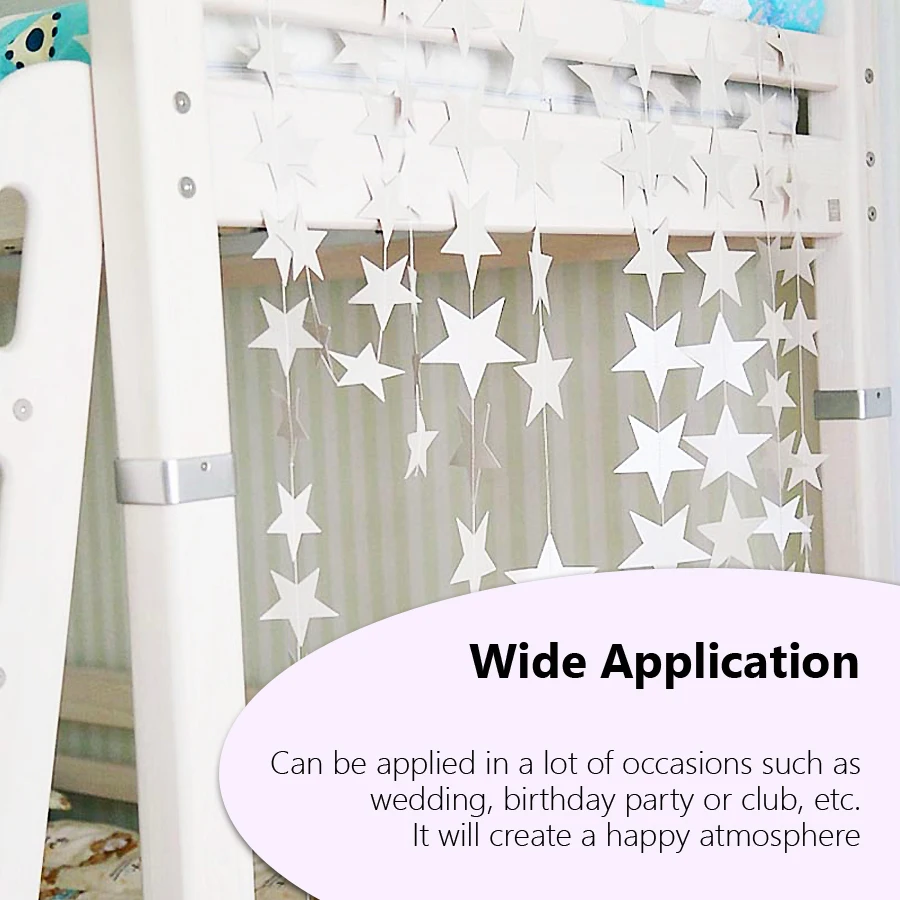 4m*7cm Glänzende Stern-Papiergirlande Banner Gold Silber Wimpelkette für Babyparty Kinderzimmer Hochzeit Hängedekoration – Detail 4