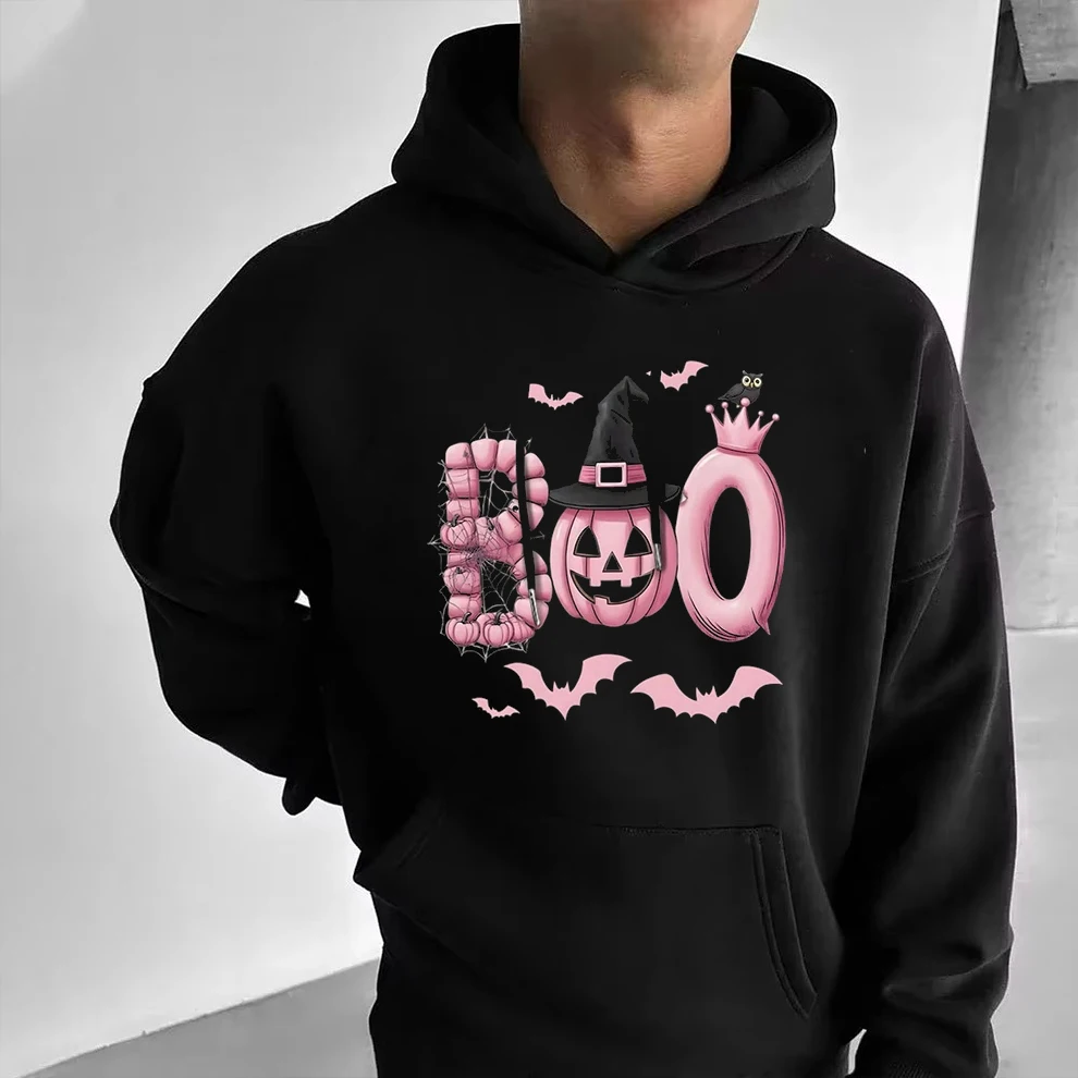 

Oversized Casual Graphic Hoodie Halloween Boo Printed Hooded Sweatshirt Autumn Men's Clothing Women Long Sleeve Sweater Tops