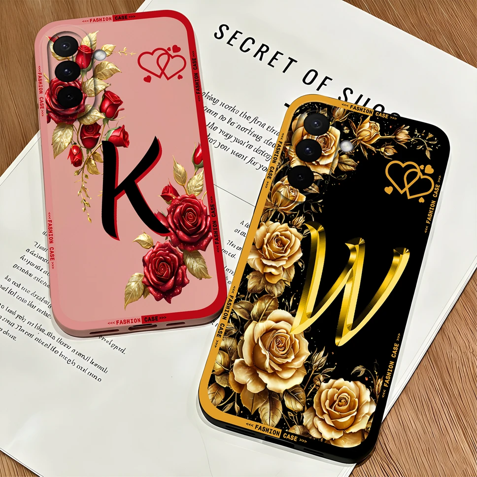 Case For Samsung Galaxy A27 5G Luxury Letter Soft Liquid Silicone Full Coverage Border Protection Shockproof Anti Slip Coque