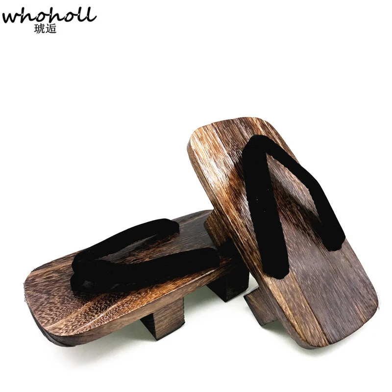 WHOHOLL JIRAIYA คอสเพลย์ญี่ปุ่น Kimono Geta Clogs ชายหญิง Unisex รองเท้าแตะไม้ ShoesTwo-ฟันสูง Cos รองเท้าคู่