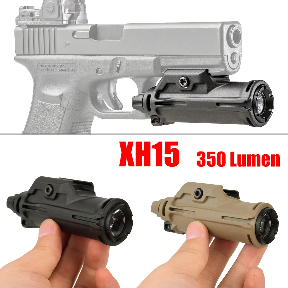 

SF XH15 Tactical Pistol Light 350 Lumen LED Gun Flashlight 20mm Picatinny Rail Compatible for Glock 17 18 Rapid Deploy Holster
