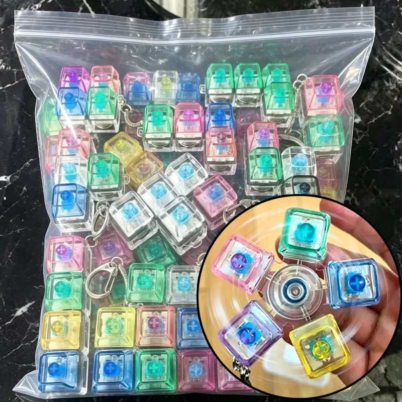 New Prevent Boredom Button Keychain Series Fingertip Gyroscope Russian Square Puzzle Creative Keyboard Stress Relief Pendant