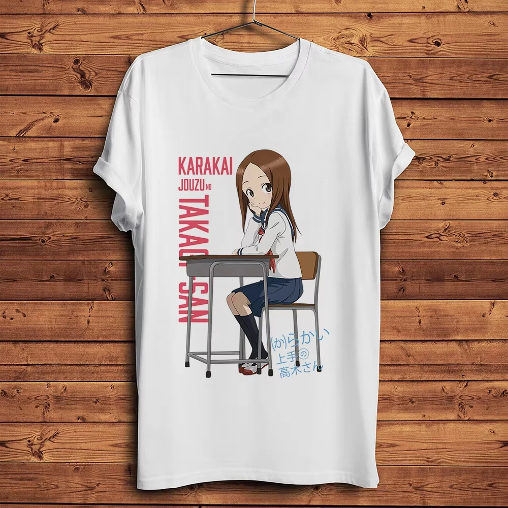 Camiseta de anime Teasing Master Takagi-san para hombre y mujer, camiseta de algodón con estampado gráfico, manga corta, cuello redondo, blanca, Harajuku, Kawaii, Otaku, Top Hot