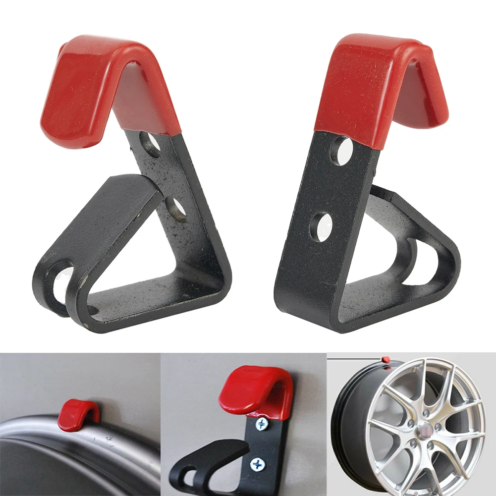 

Car Tire Wheel Rim Hub Hanging Hook Metal J Tire Wall Hanger Hook Stand Rack 35kg Load For 13-22 Inch Wheel Hub Auto Bracket