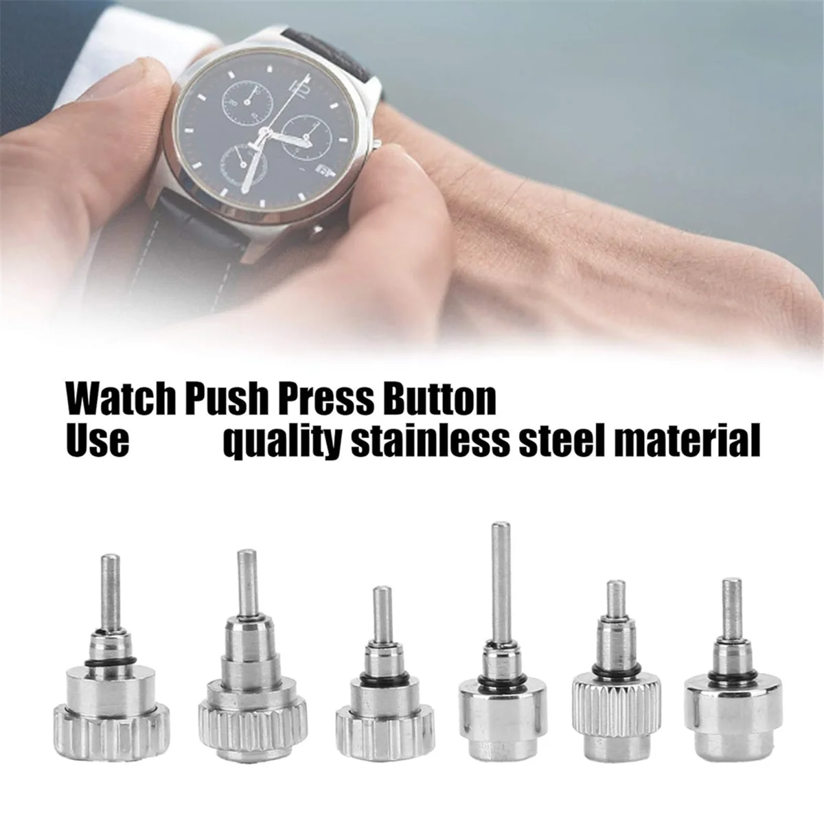 L68AStainless Steel Watch Push Press Button,12 Grid/Box Watch Repairing Tool Accessory,Replacement Kit Watch Repair Tool