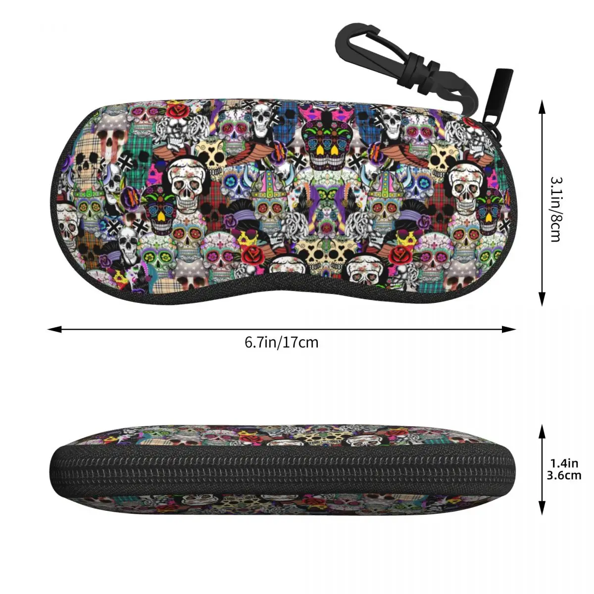 Custom Halloween Day Of The Dead Eyeglass Glasses Case Men Women Soft Sugar Skull Catholic Sunglasses Protective Pouch