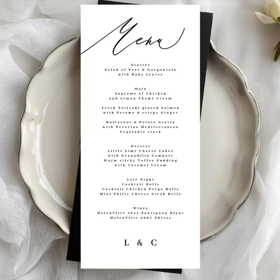 

20/30/50pcs Customizable Wedding Menu Simple Calligraphy Wedding Menu Card Personalized Wedding Menu Restaurant Menu