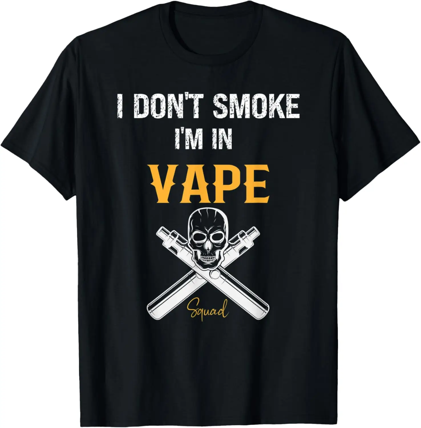 Vape Squad Skull Graphic Tee Men Cotton Breathable Short Sleeve T-Shirt Streetwear