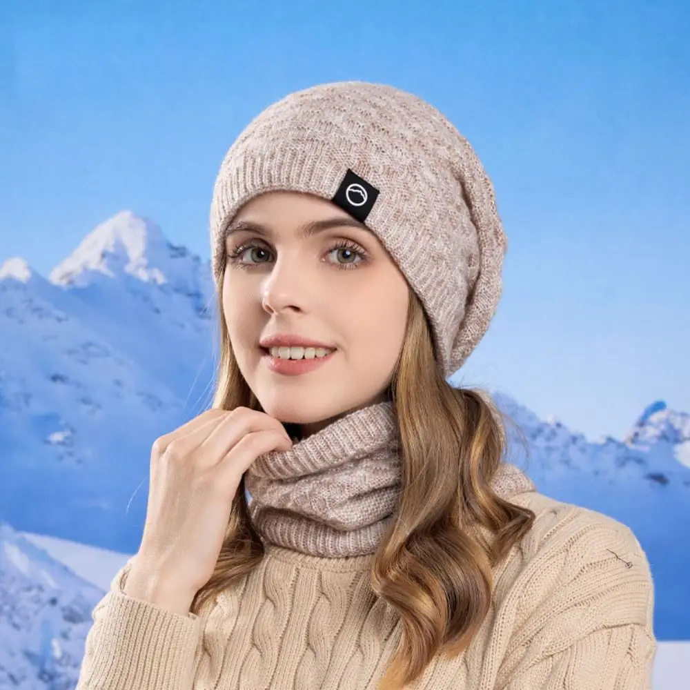 Pescoço mais quente inverno gorro chapéus cachecol conjunto à prova de frio à prova de vento feminino quente chapéu de malha engrossar proteção de orelha