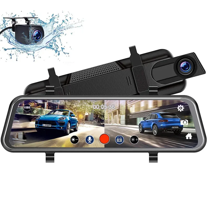 

10" HD 1080P Car Dash Camera Front and Rear Dual Lens Reverse Cam Night Vision with Loop Recording G-sensor Parking Mode 140°